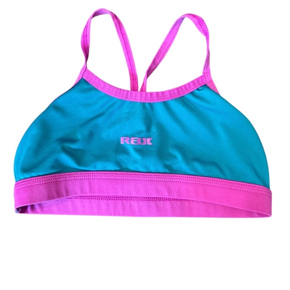 🟡RBX Kids Teal and Pink Racerback Sports Bra Size Medium - Picture 1 of 3
